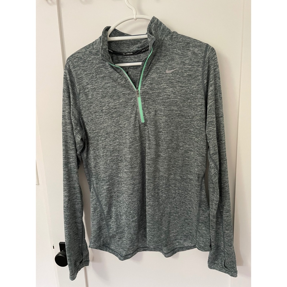 Nike Dri-FIT Running Half Zip Pullover Women's Size‎ L Heathered Green SoulCycle